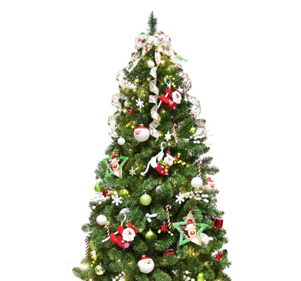 árbol de navidad con luces artificial decorado con adornos
